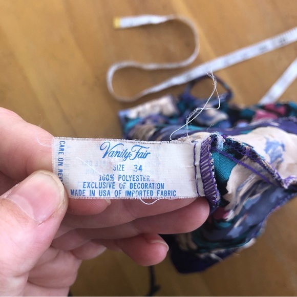 Vintage Floral Camisole Slip Top Purple Lace Satin Rosette Romantic Lingerie Med - Picture 13 of 16